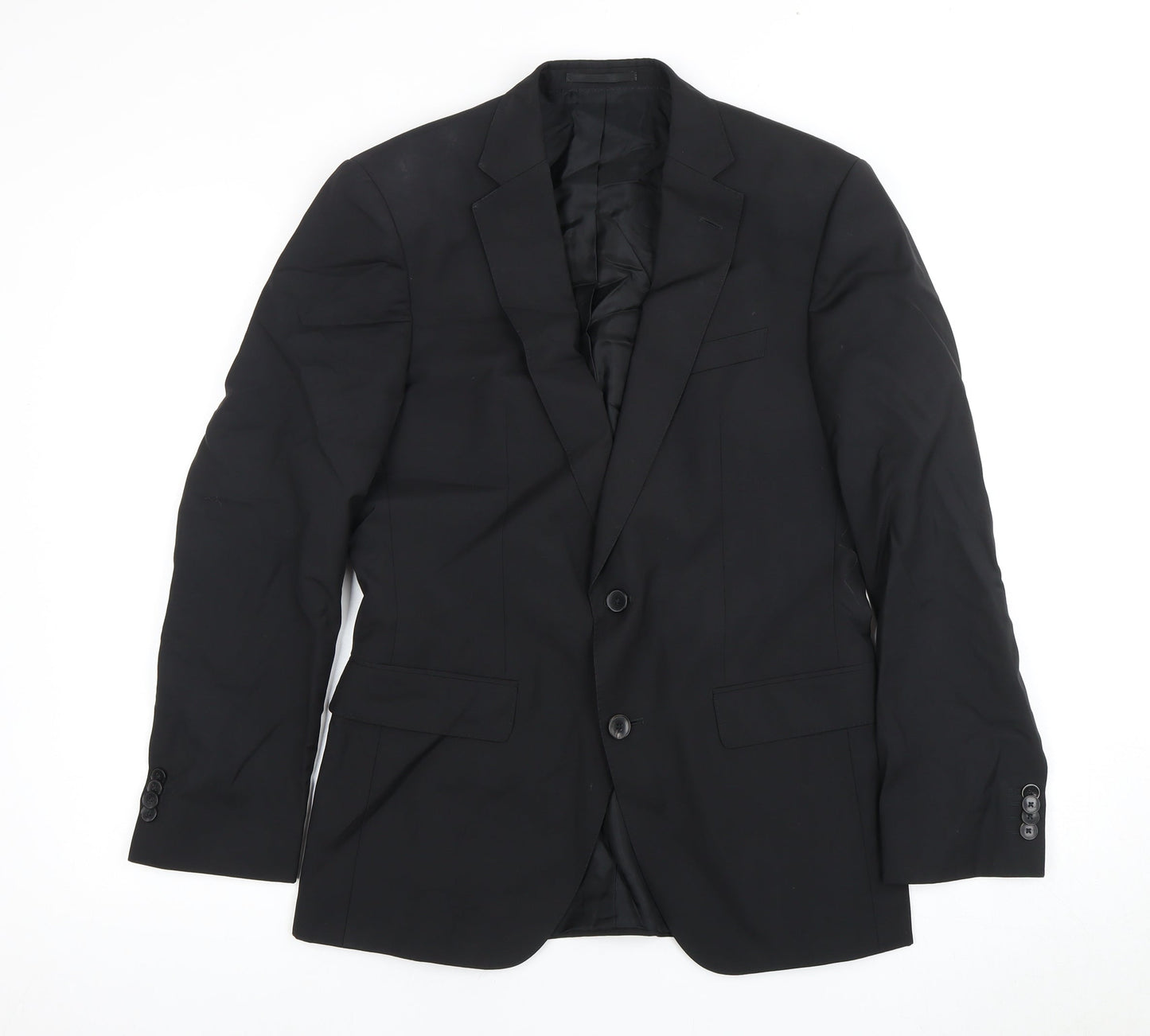 BOSS Men's Black Blazer, UK 46, Wool & Silk Jacket