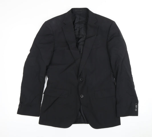 BOSS Men's Black Blazer, UK 46, Wool & Silk Jacket