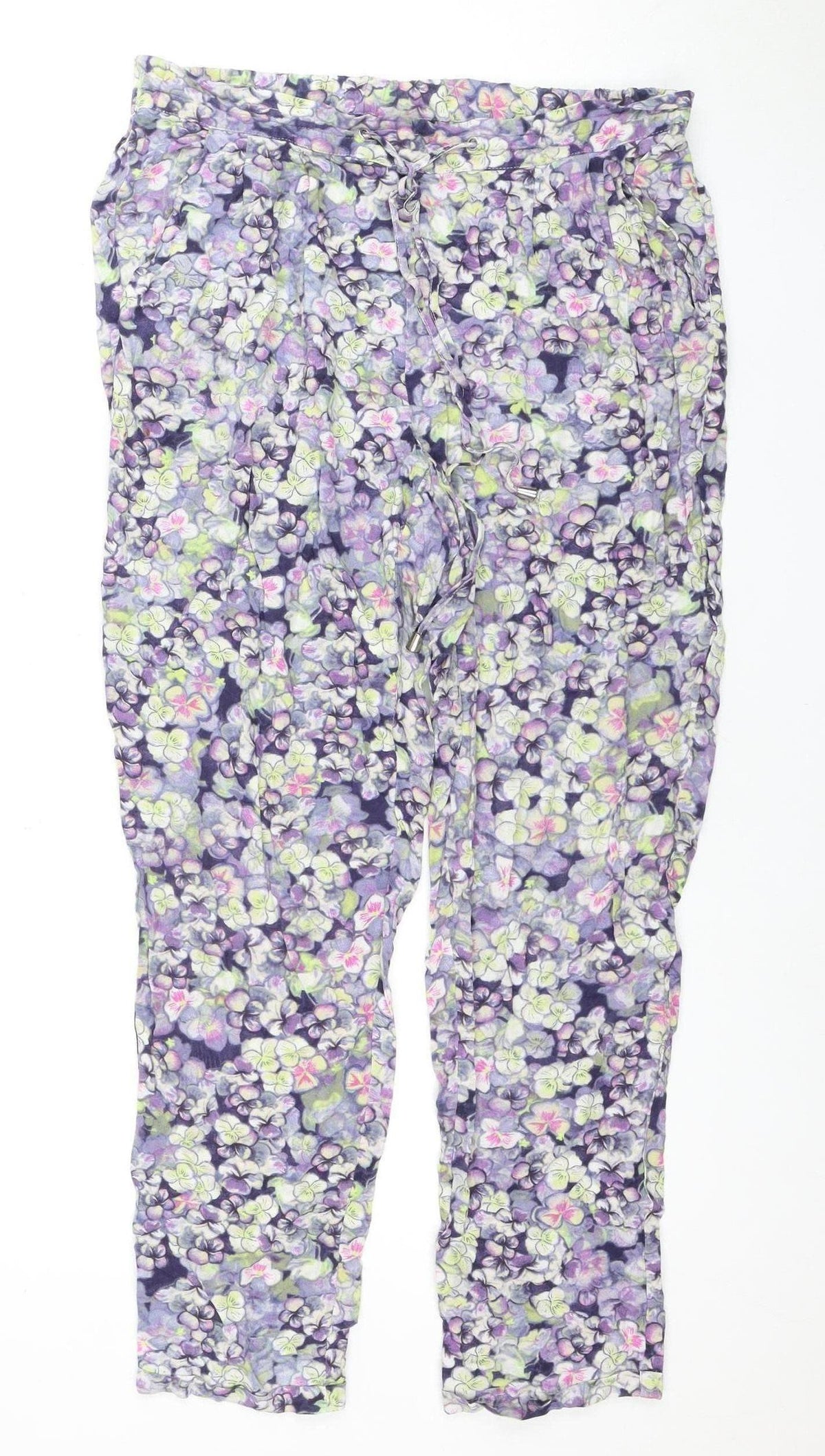 Warehouse Women's Multicoloured Floral Trousers Size 10