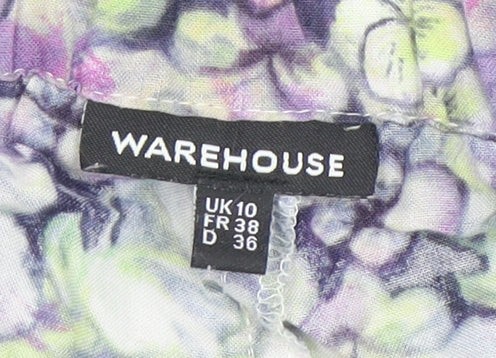 Warehouse Women's Multicoloured Floral Trousers Size 10