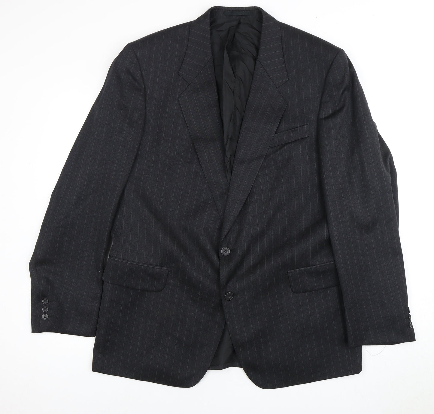 Odermark Men's Black Striped Suit Jacket, 46 Regular Fit