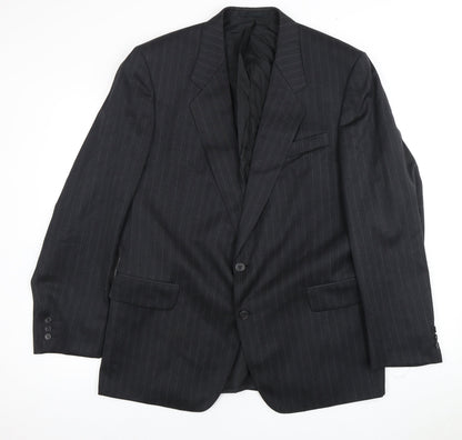 Odermark Men's Black Striped Suit Jacket, 46 Regular Fit
