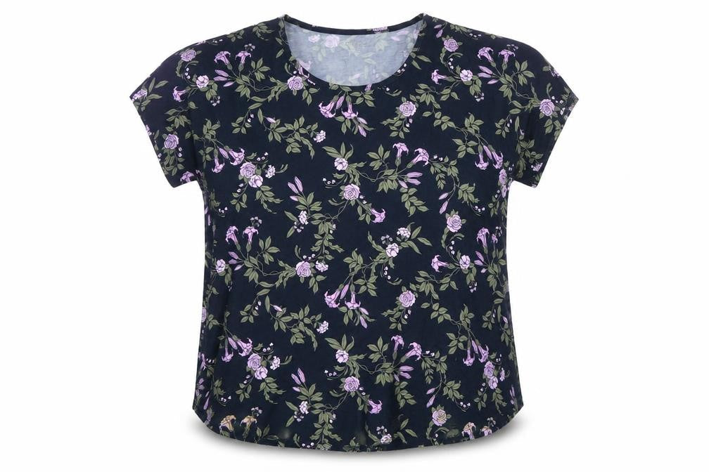 Lands' End Women's Floral T-Shirt - Size 18 Multicoloured