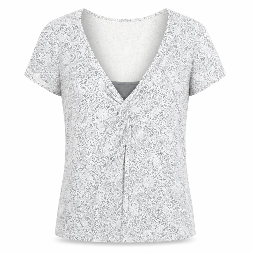 Laura Ashley Women's Grey Paisley V-Neck Top Size 8