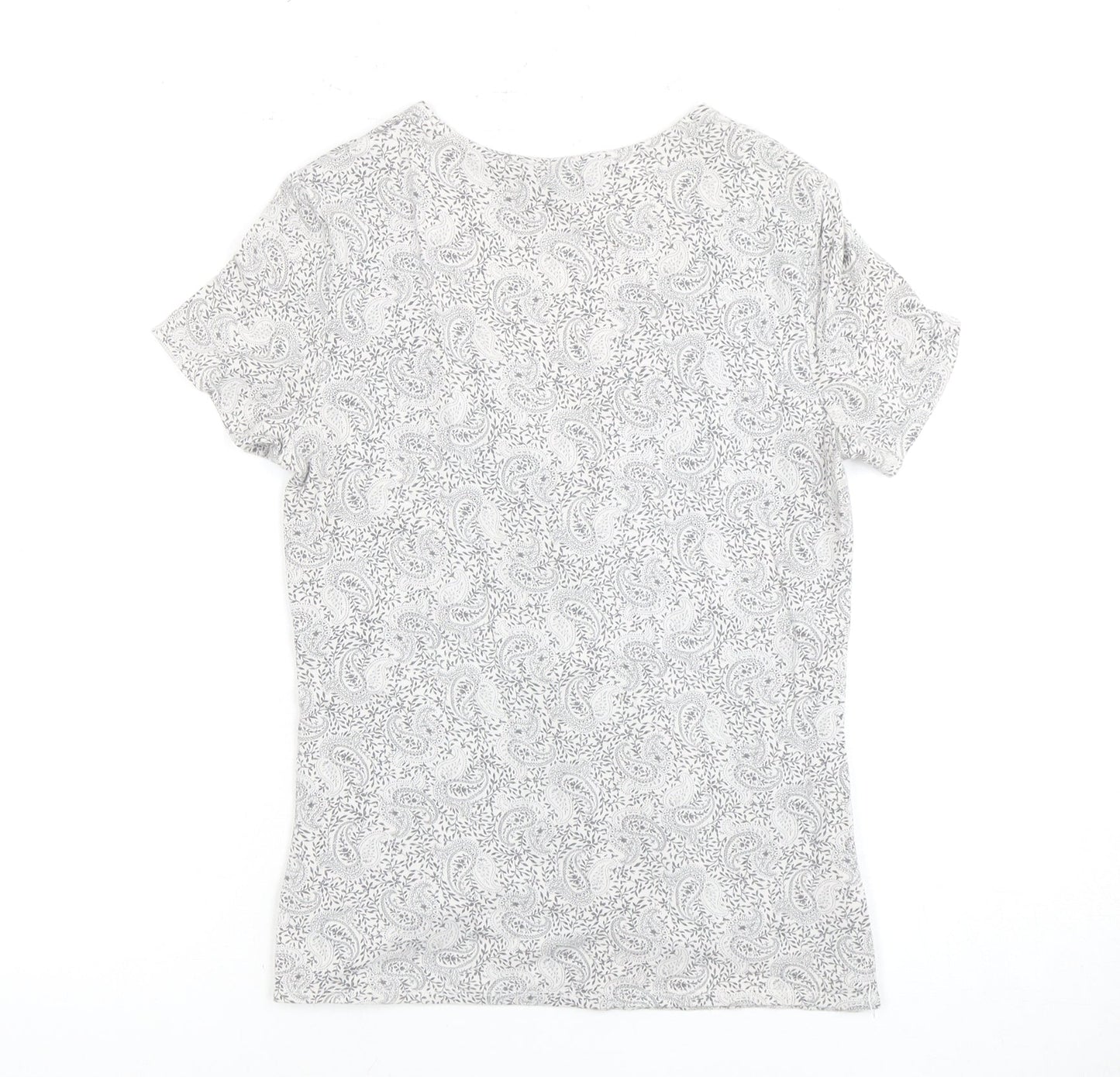 Laura Ashley Women's Grey Paisley V-Neck Top Size 8