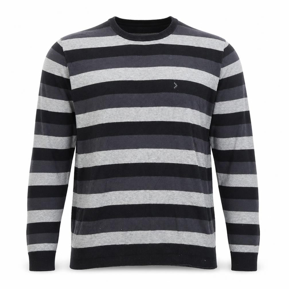 Sonneti Men's Black & Grey Striped Jumper - L