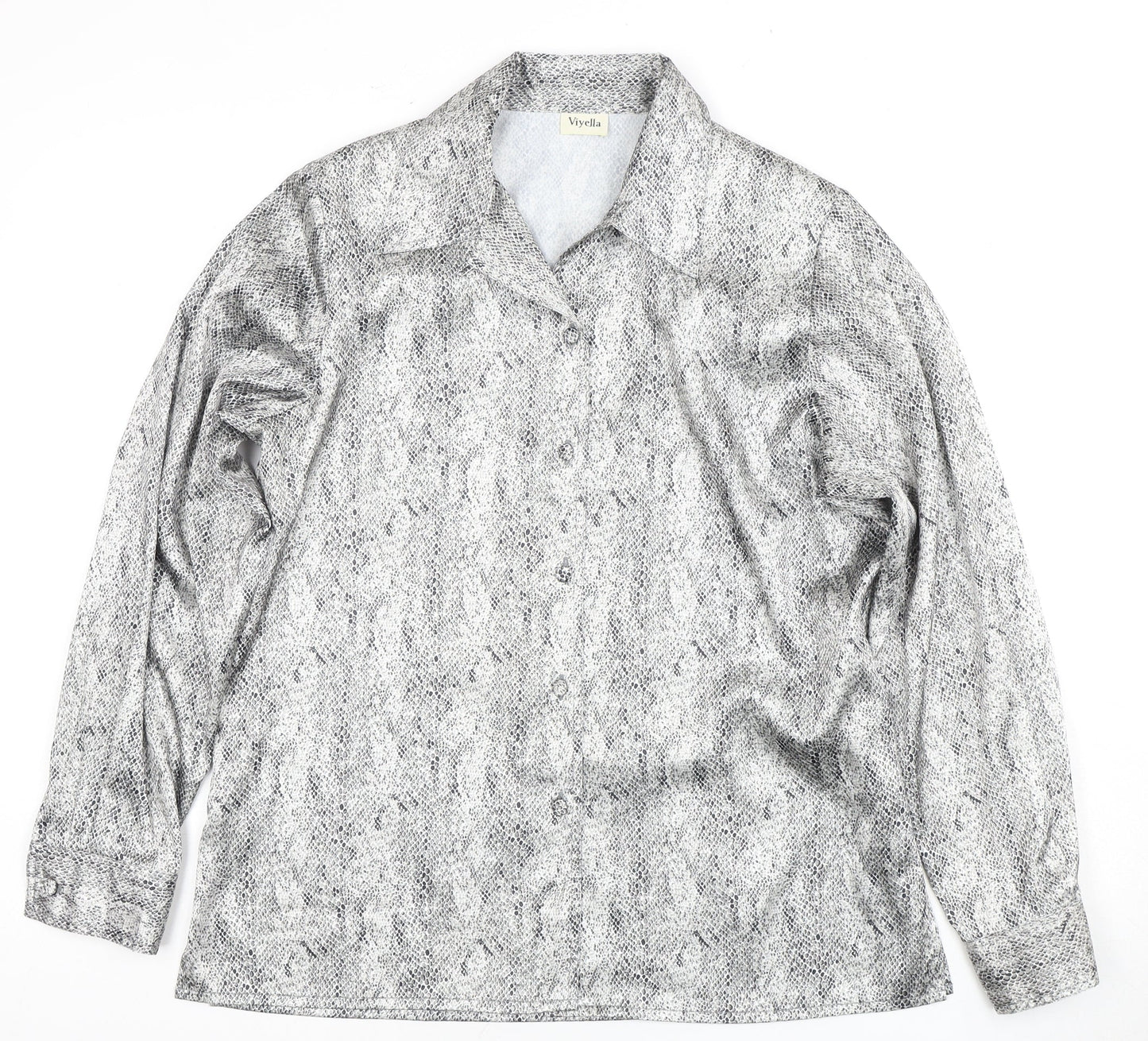 Viyella Women's Grey Animal Print Button-Up Shirt