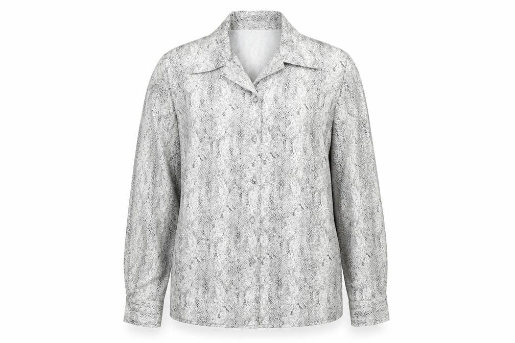 Viyella Women's Grey Animal Print Button-Up Shirt