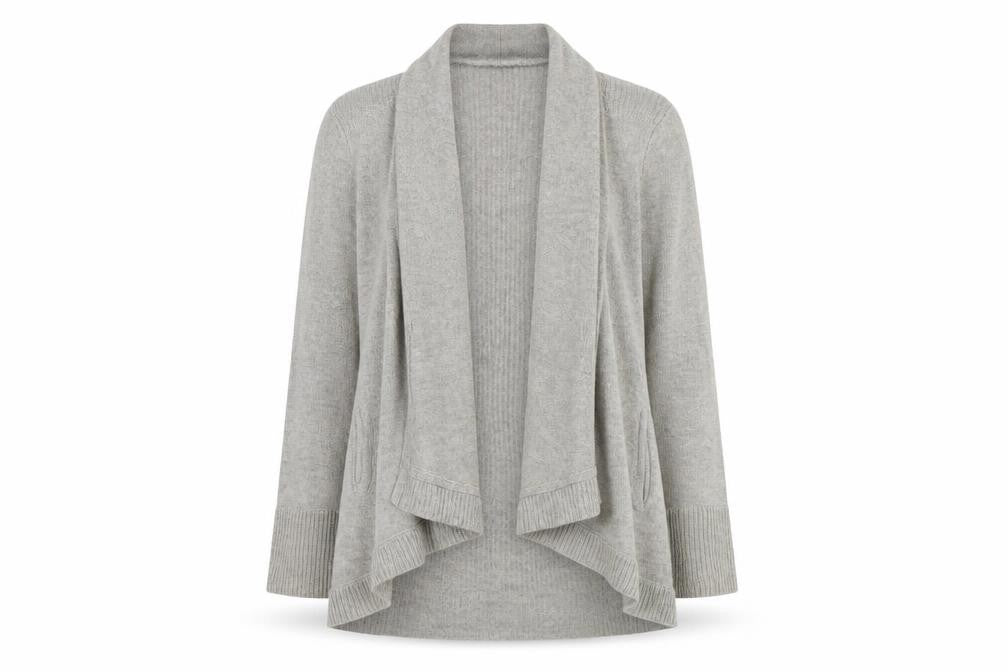 Laura Ashley Women's Grey Open Front Cardigan Wool Knit Size 12