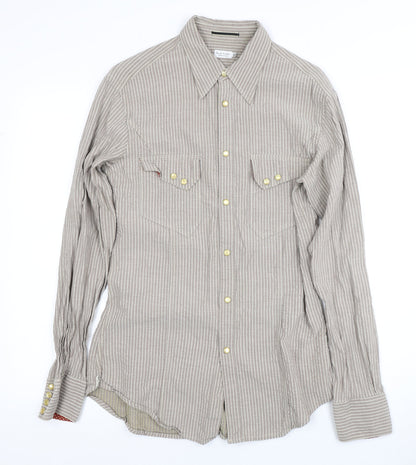 Paul Smith Unisex Beige Striped Linen Button-Up Shirt