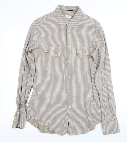 Paul Smith Unisex Beige Striped Linen Button-Up Shirt