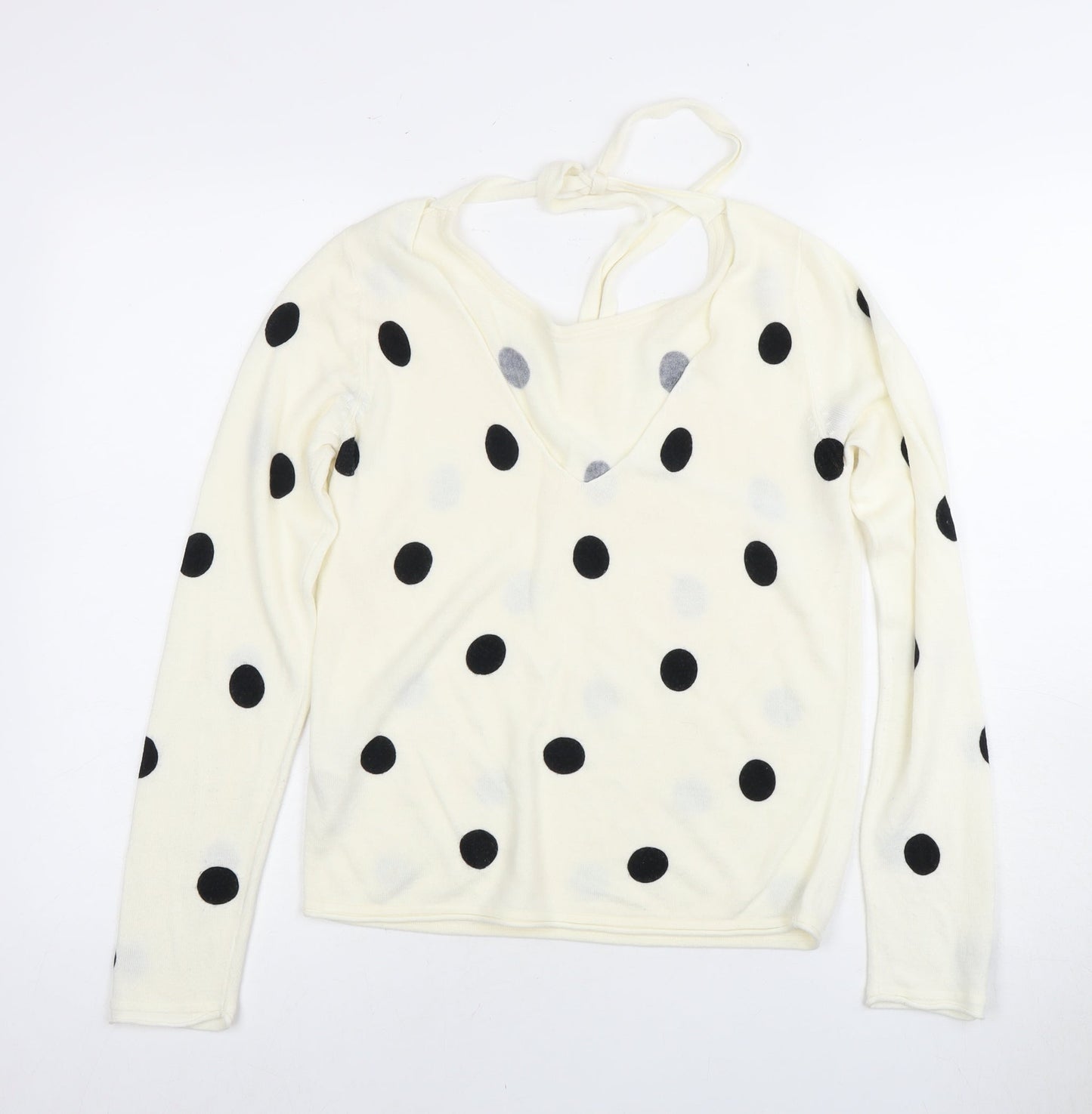 JACQUELINE de YONG Women's Ivory V-Neck Jumper M