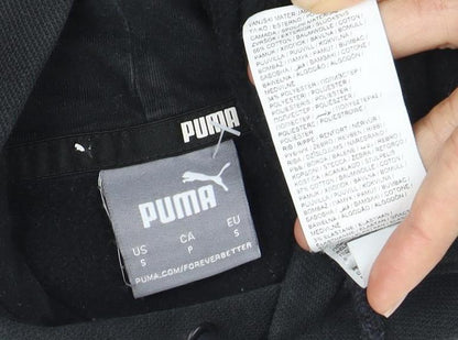 Close-up detail of Puma Men’s Black Pullover Hoodie, size S