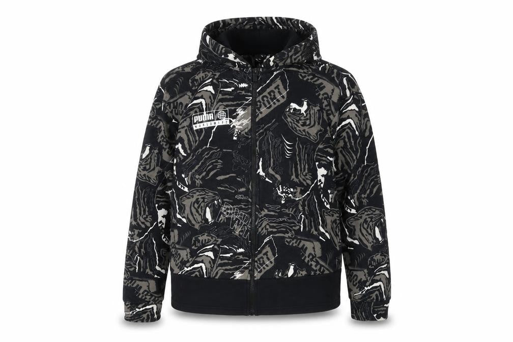 Puma Boys  Black Sports Hoodie, Size 164, Logo Accent