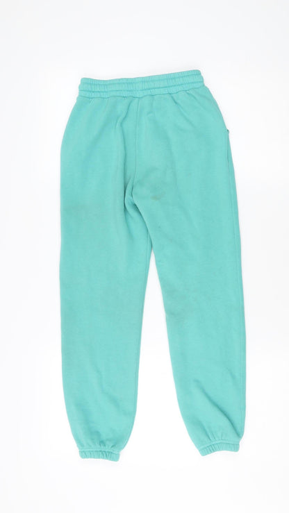 Back view of Disney girls’ green mickey tracksuit 10-11 years casual fleece