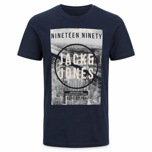 Jack & Jones Men's Blue Graphic Print T-Shirt L