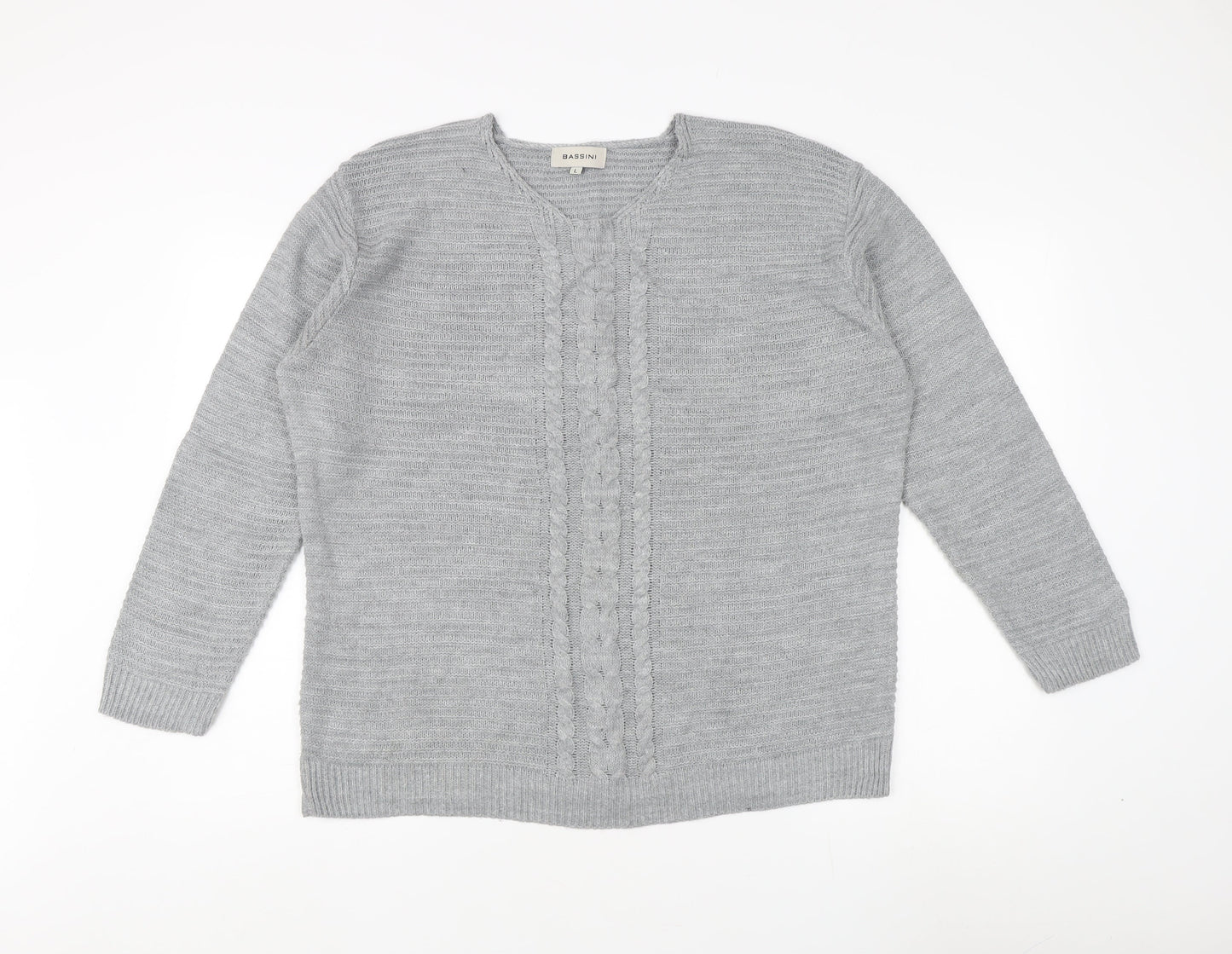 Bassini Women's Grey Cardigan Jumper Size L - Acrylic Knit