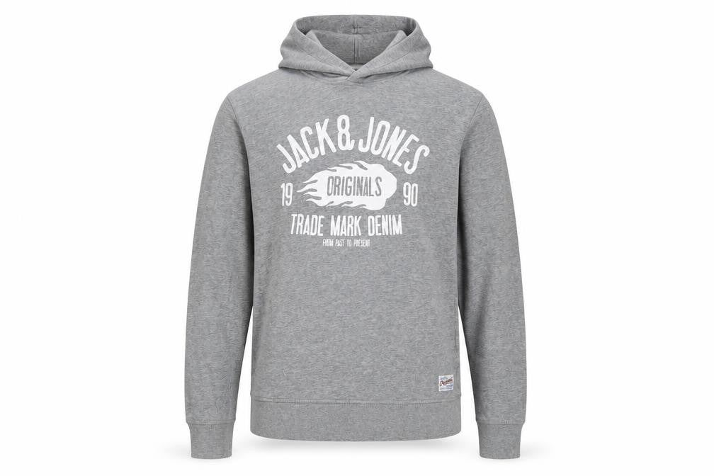 Jack & Jones Grey Unisex Hoodie Large Pullover