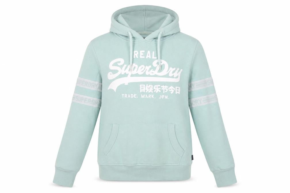 Superdry Women’s Green Hoodie Size 8 Pullover Fleece