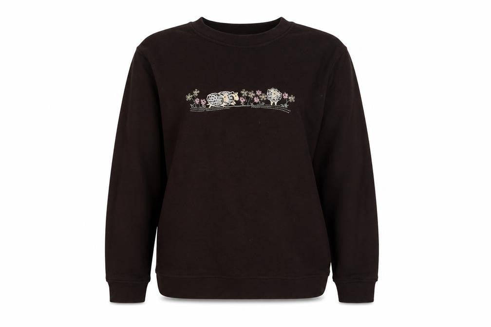 EWM Women's Black Embroidered Sweatshirt, Size M