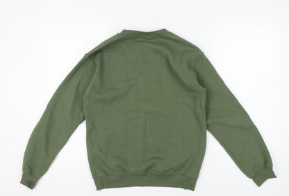 Back view of G&G Men's Green Pullover Sweatshirt S Logo