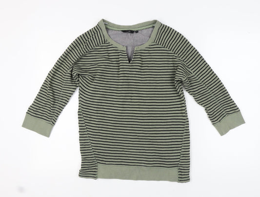 Next Women's Green Striped Sweatshirt, Size 12, Crew Neck
