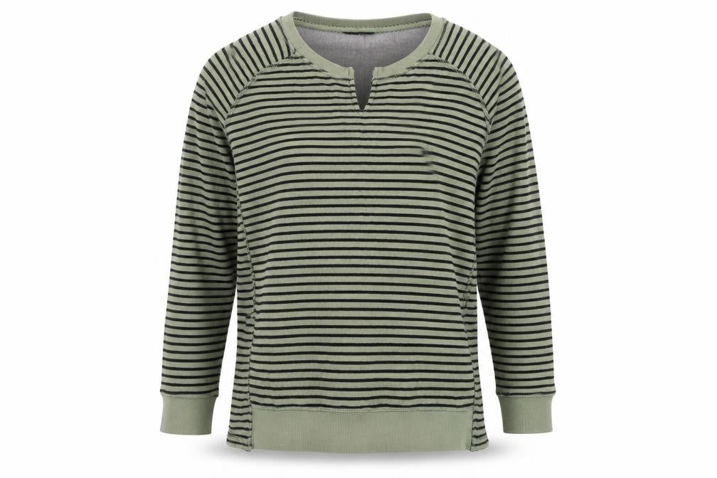 Next Women's Green Striped Sweatshirt, Size 12, Crew Neck