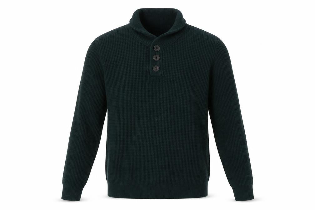 M&Co Men's Green Henley Jumper, Size L, Acrylic Wool Blend