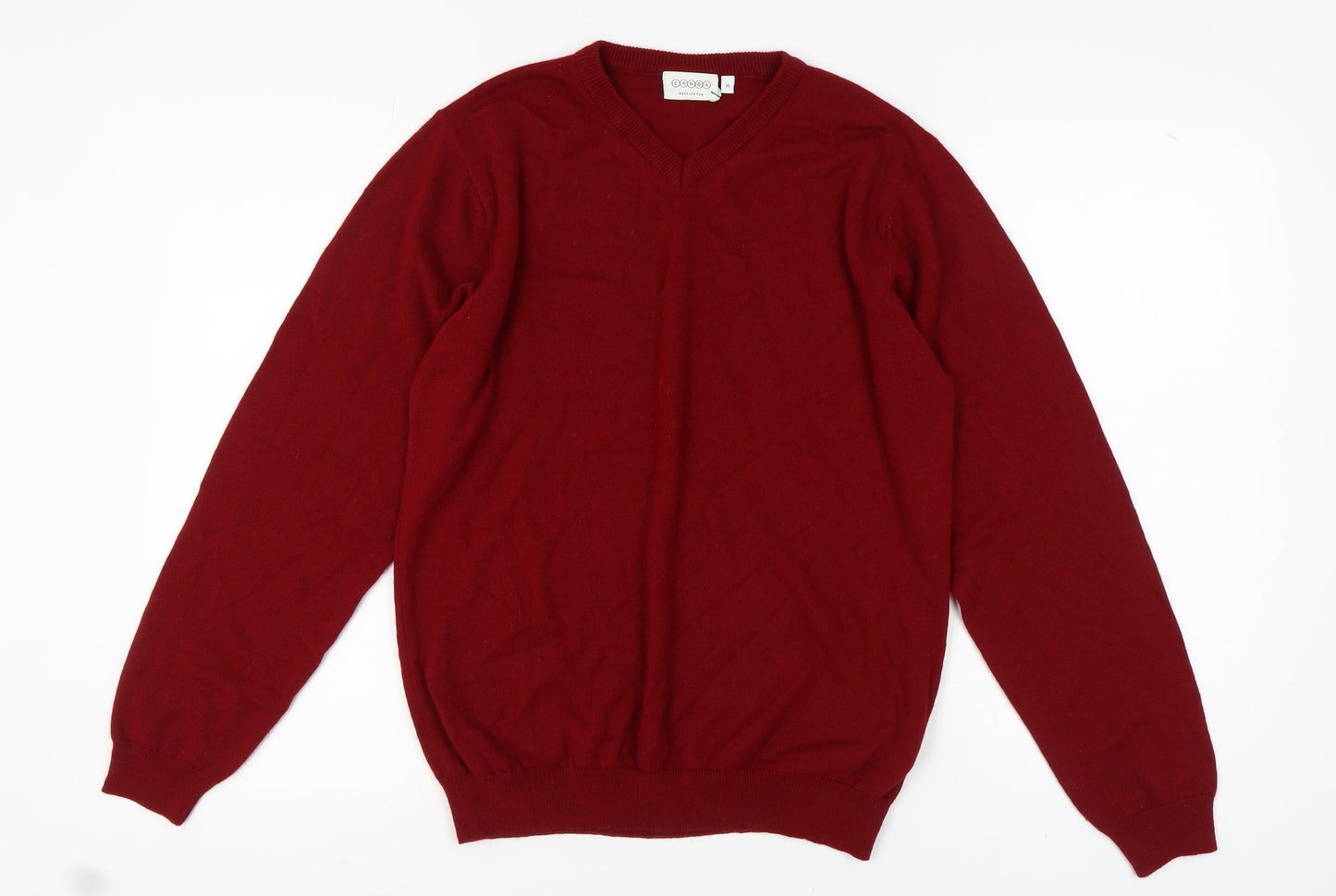 Canda Men's Red V-Neck Pullover Jumper Medium