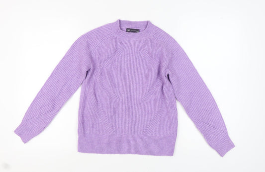 Marks and Spencer Women's Purple Cable-Knit Pullover Jumper XS