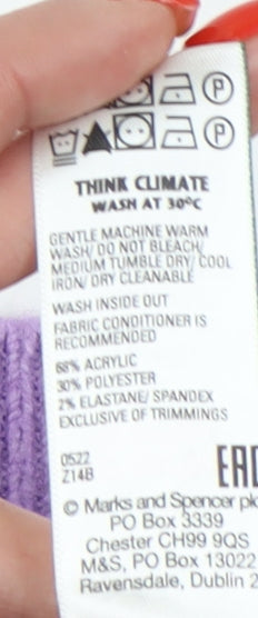 Marks and Spencer Women's Purple Cable-Knit Pullover Jumper XS