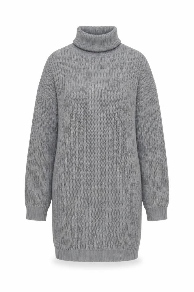 AX Paris Women's Grey Knit Roll Neck Dress S/M