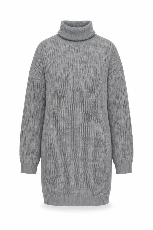 AX Paris Women's Grey Knit Roll Neck Dress S/M