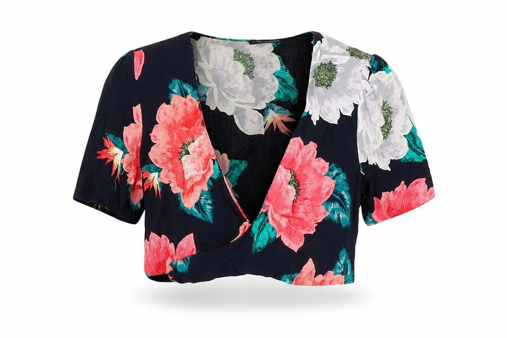 Zara Women's Multicoloured Floral Wrap Blouse XS