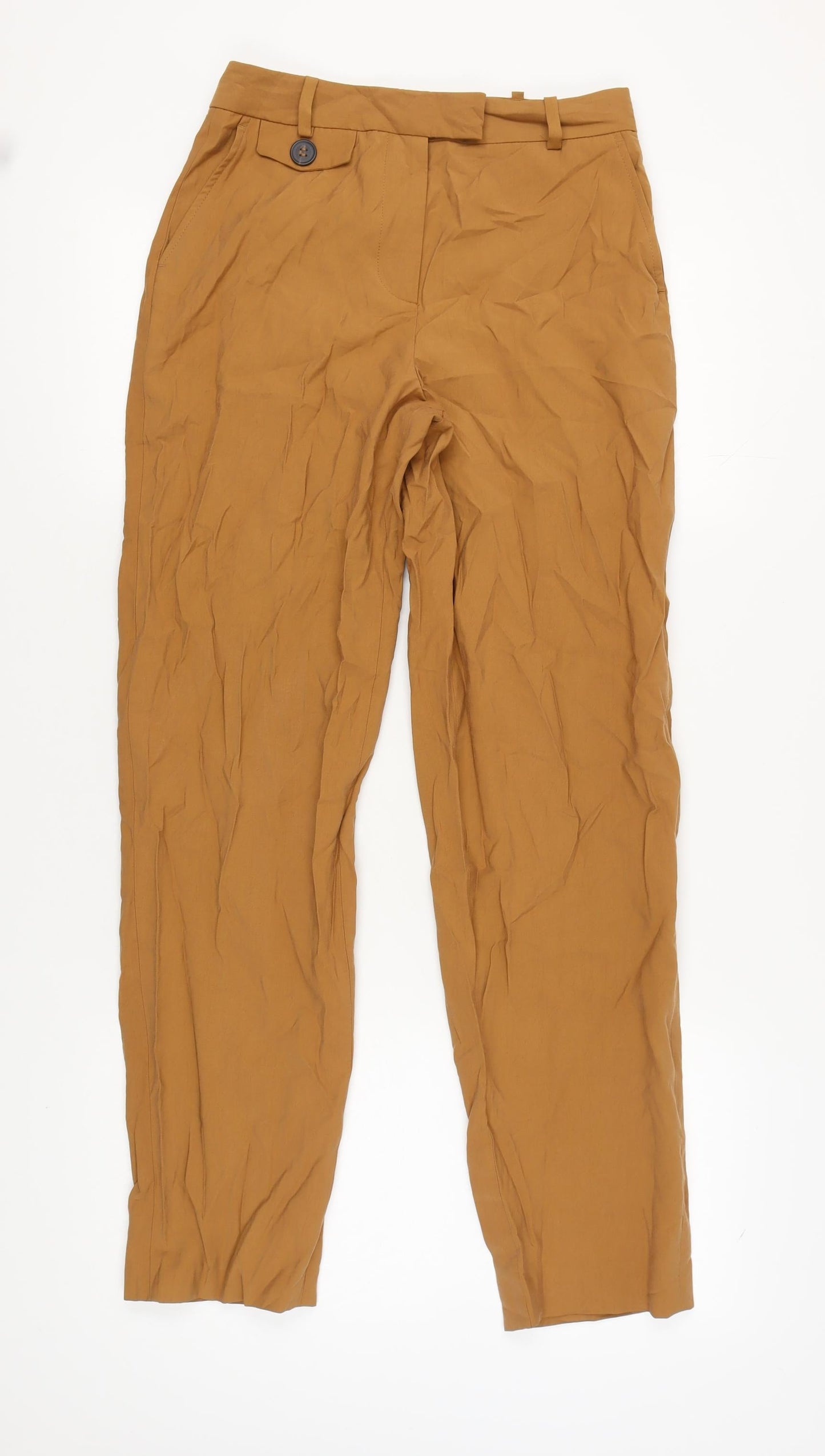 Zara Women's Brown Flat Front Trousers Size S