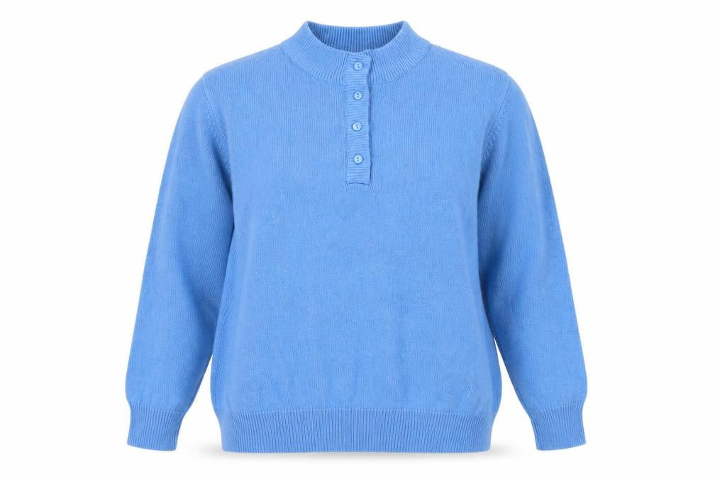 Damart Women's Blue Henley Jumper XL - Casual & Elegant