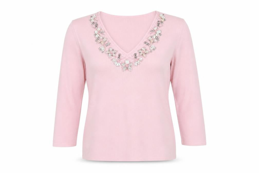 Fay Louise Women's Pink Embroidered Jewel Pullover Jumper