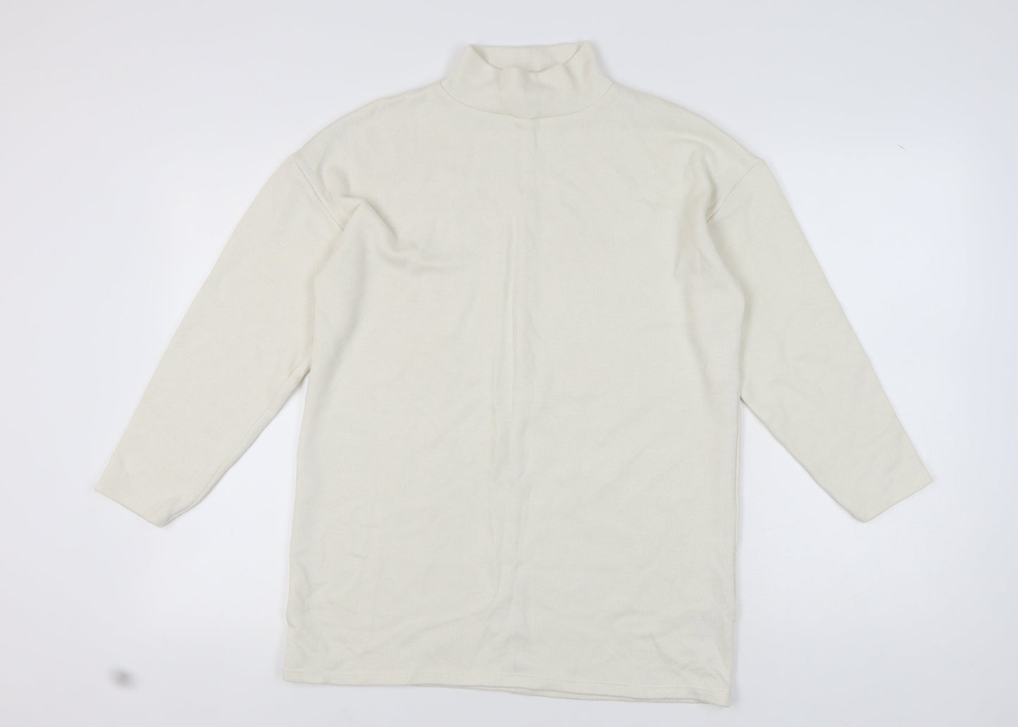 Zara Women's Ivory Mock Neck Jumper Size S