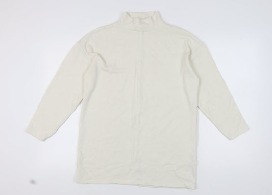 Zara Women's Ivory Mock Neck Jumper Size S