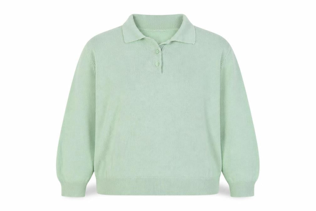 Damart Women's Green Collared Henley Jumper Size 14