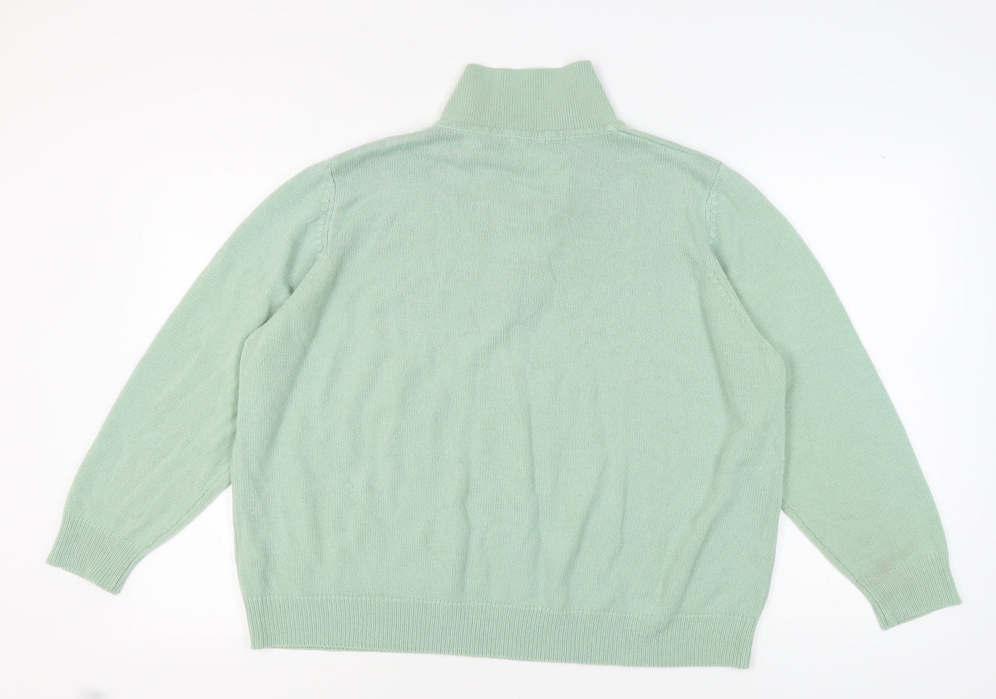 Damart Women's Green Collared Henley Jumper Size 14