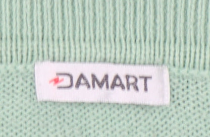 Damart Women's Green Collared Henley Jumper Size 14
