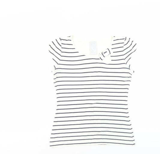Next Women's White Striped T-Shirt - Size 12 Petites