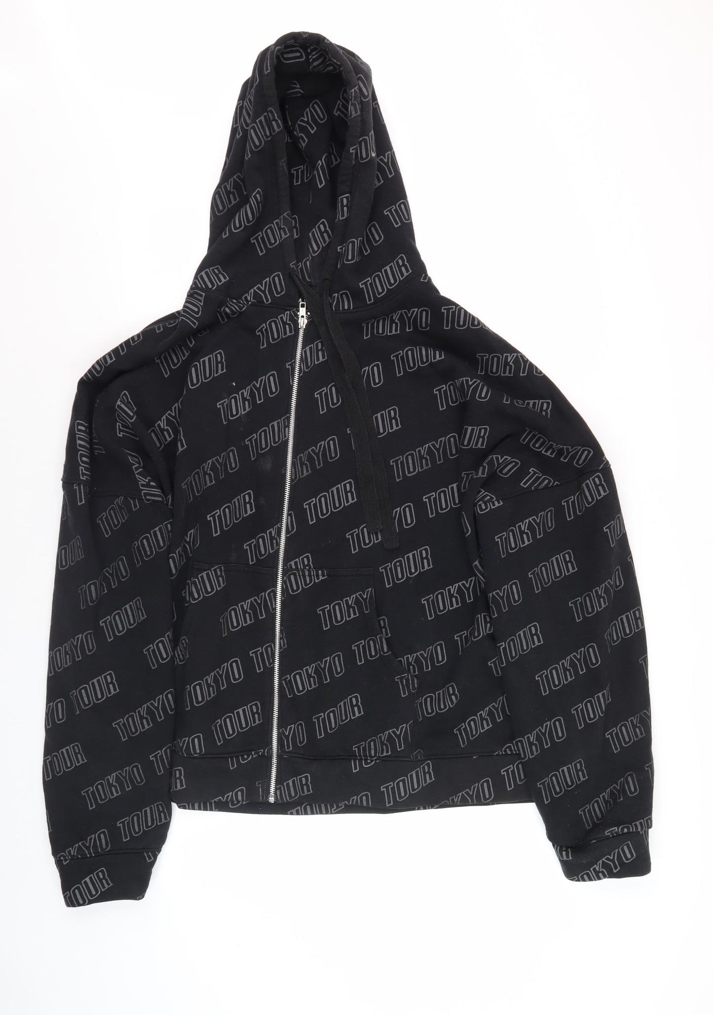 Motel Men's Black Hooded Jacket, Size L - City Style