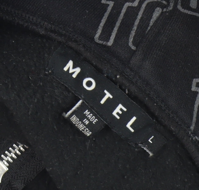 Motel Men's Black Hooded Jacket, Size L - City Style
