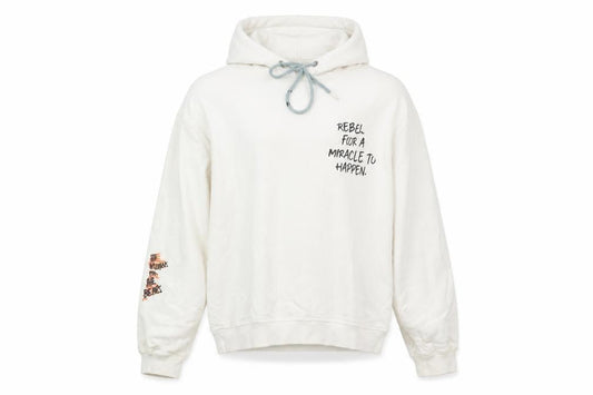 Zara Mens White Graphic Print Pullover Hoodie S