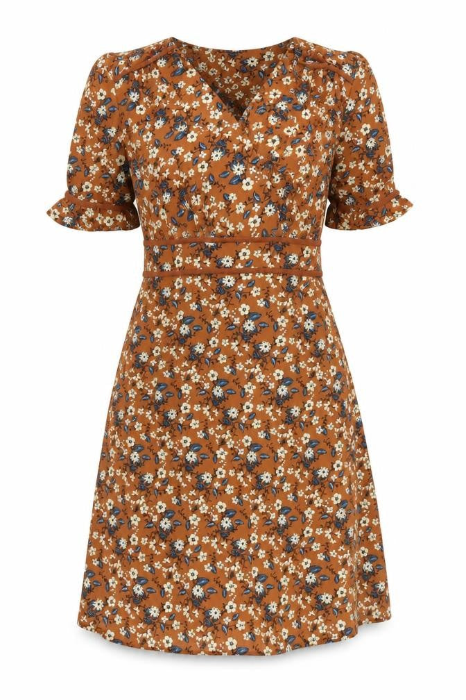 Monteau Women's Floral A-Line Dress, Large, Multicoloured