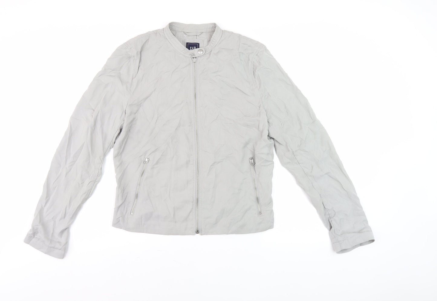 GAP Men's Grey Basic Jacket L Tall Zip Stand-Up Collar