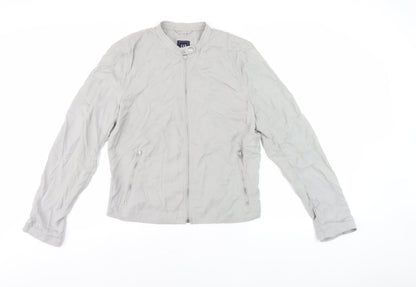 Gap Men's Grey Basic Jacket L Tall Zip Stand-Up Collar