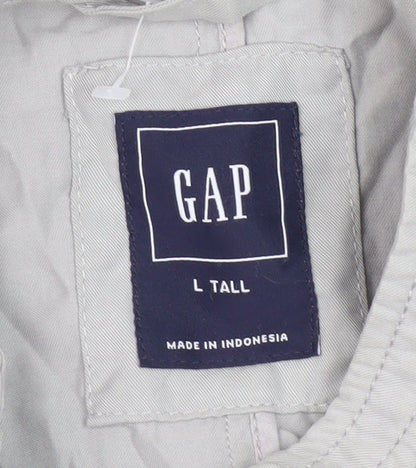 Gap Men's Grey Basic Jacket L Tall Zip Stand-Up Collar
